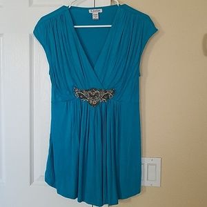 Turquoise embellished blouse